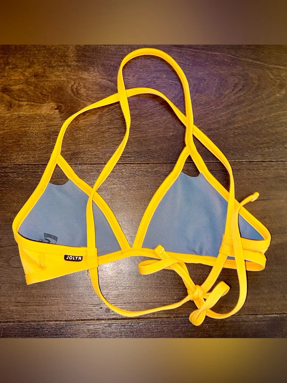 Jolyn Finn Bikini Triangle Swim Top Yellow Gold | Small Tie Back Athletic | NWOT